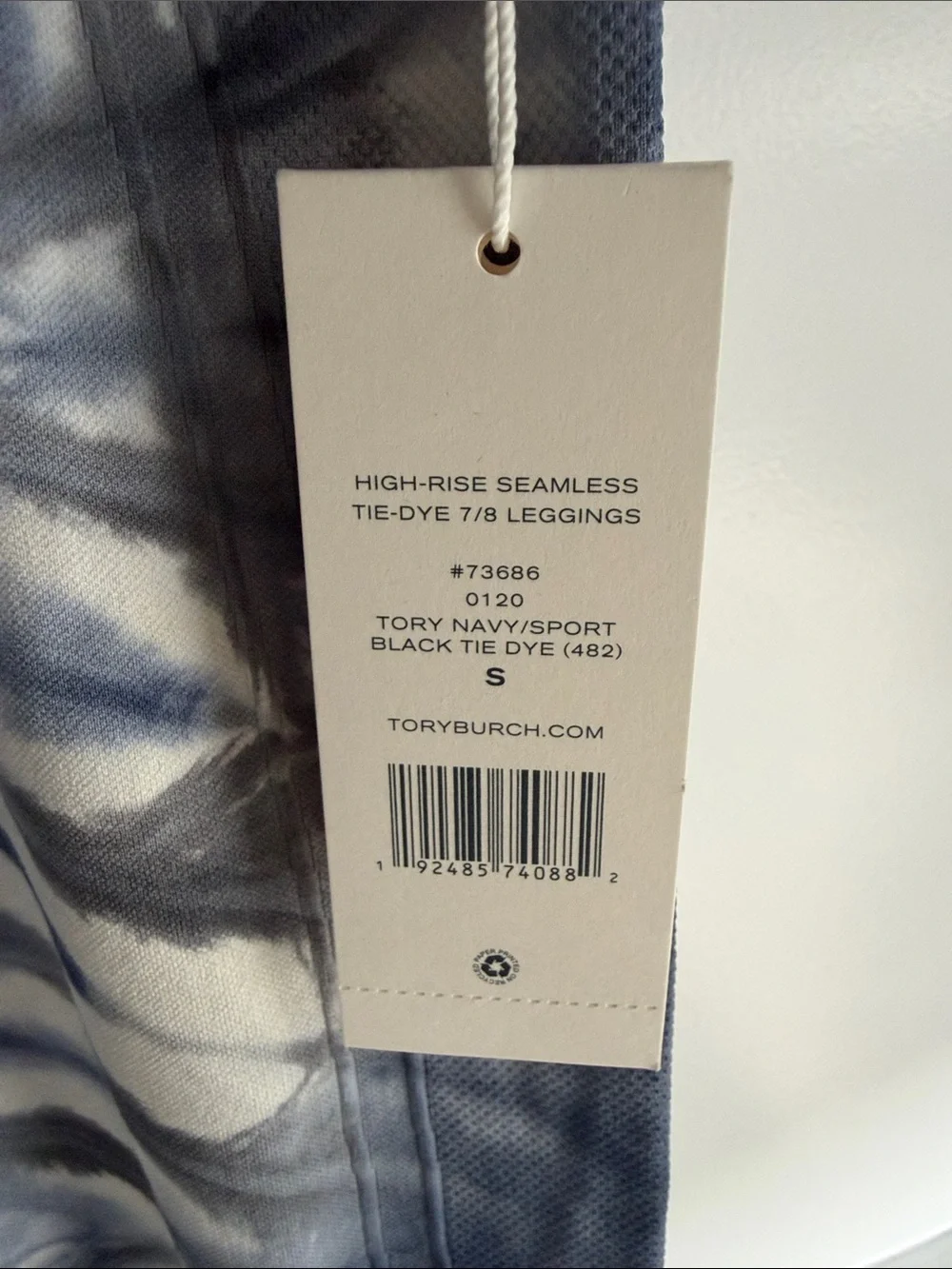 Tory Burch Blue and White Tie-Dye High-Waist Leggings